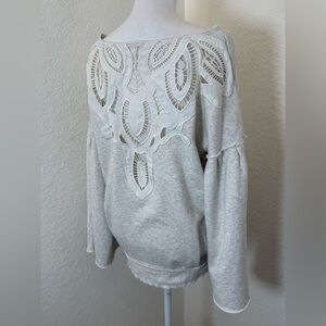 Free People Grey‎ lace cutout sweatshirt. Small